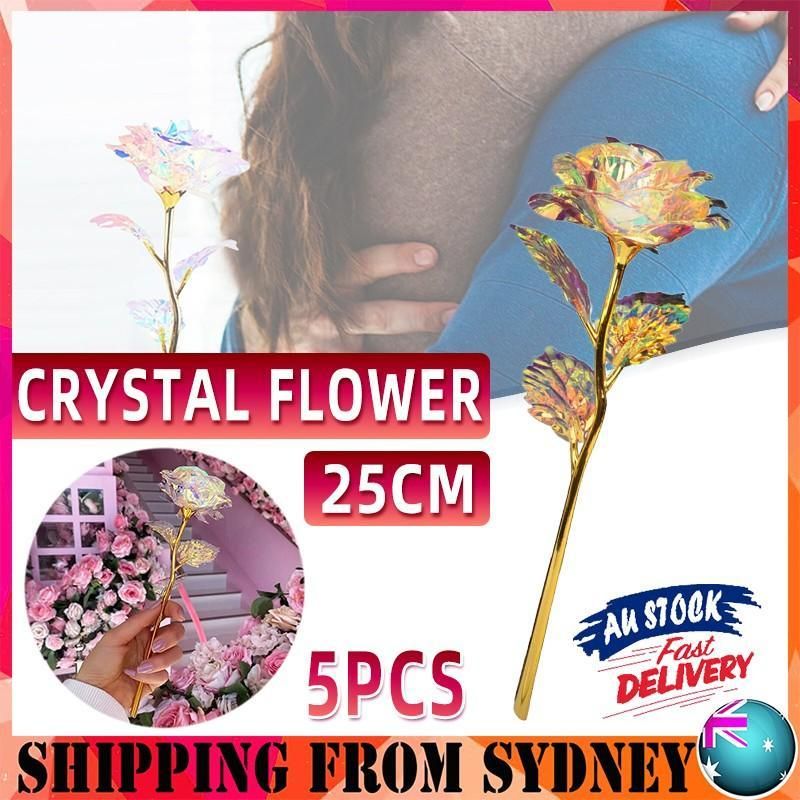 5PCS Luminous Rose Unique Gifts For Women Galaxy Crystal Flower Gift For Women