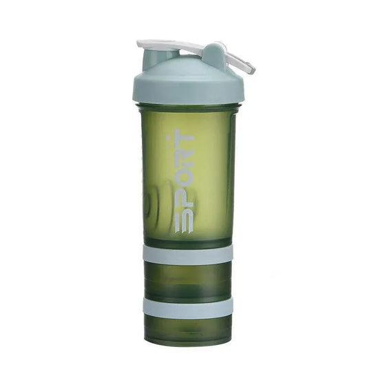 Powder Milkshake Drink Cup Sport Water Bottle 500Ml 3 Tier Protein Shaker Pill - Green