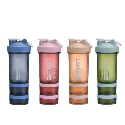 Powder Milkshake Drink Cup Sport Water Bottle 500Ml 3 Tier Protein Shaker Pill - Green