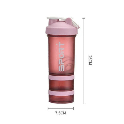 Powder Milkshake Drink Cup Sport Water Bottle 500Ml 3 Tier Protein Shaker Pill - Green