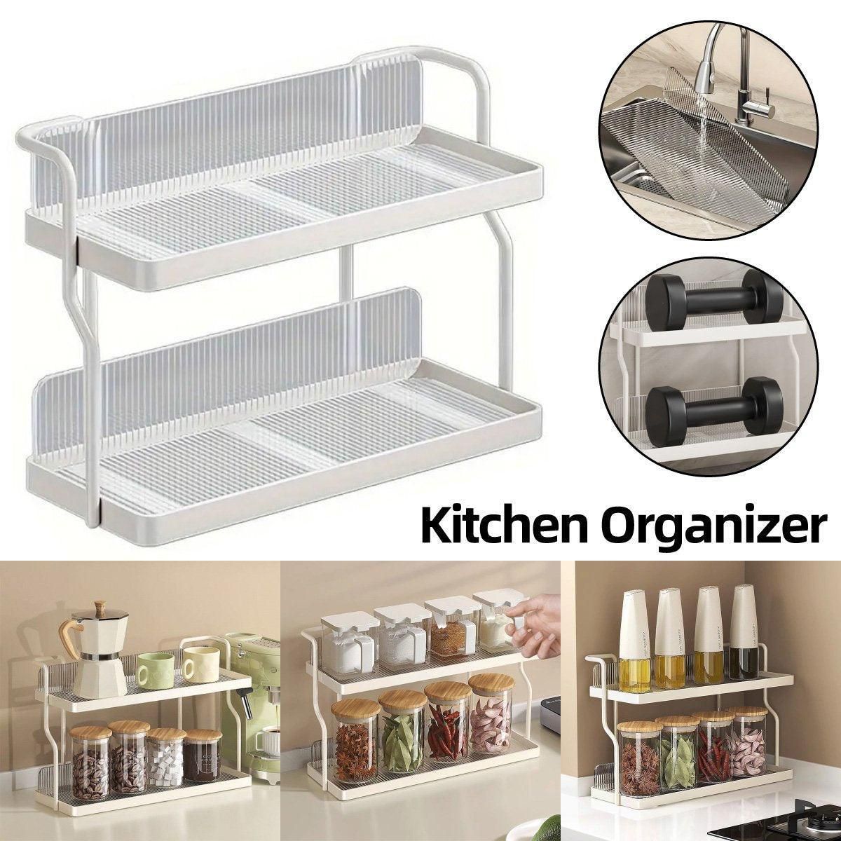 2 Tier Shelf Kitchen Storage Rack Organizer for Home and Countertop Organization