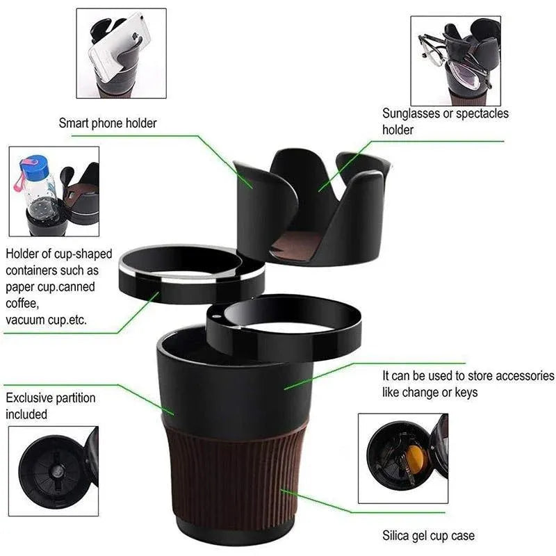 Multifunctional Car Cup Holder Storage Box Drink Organiser Vehicle Accessories