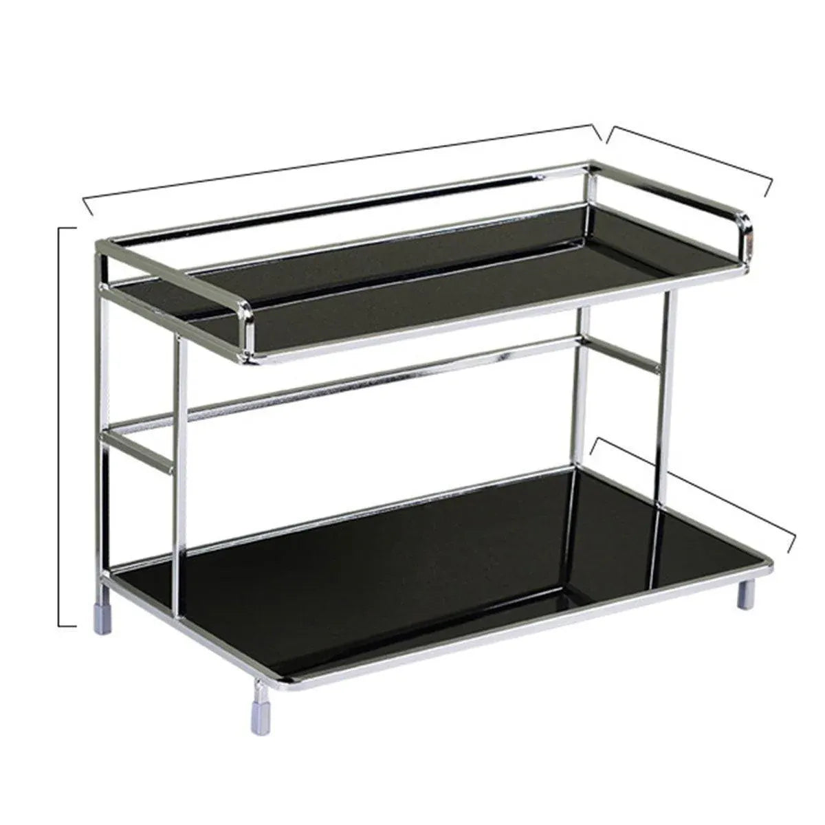 Kitchen Bathroom Desktop Storage Rack Water Cup Holder Cosmetic Iron Shelf - Black