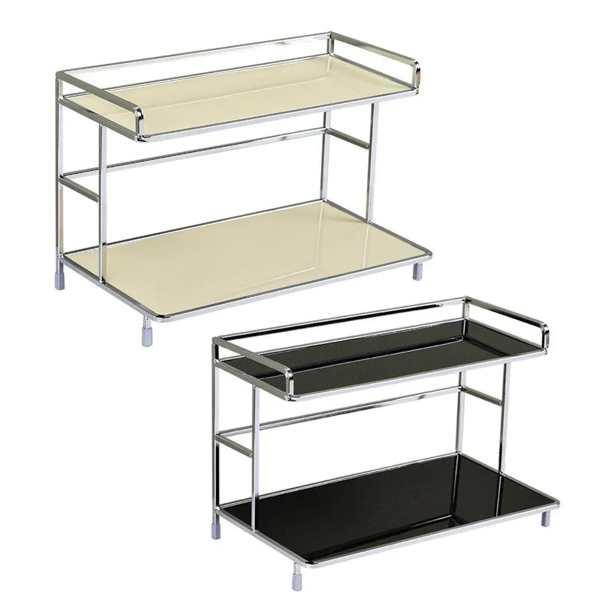 Kitchen Bathroom Desktop Storage Rack Water Cup Holder Cosmetic Iron Shelf - Black