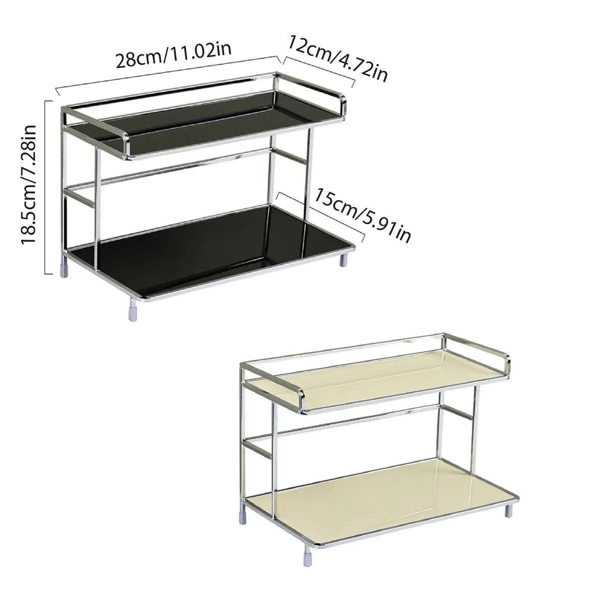 Kitchen Bathroom Desktop Storage Rack Water Cup Holder Cosmetic Iron Shelf - Black