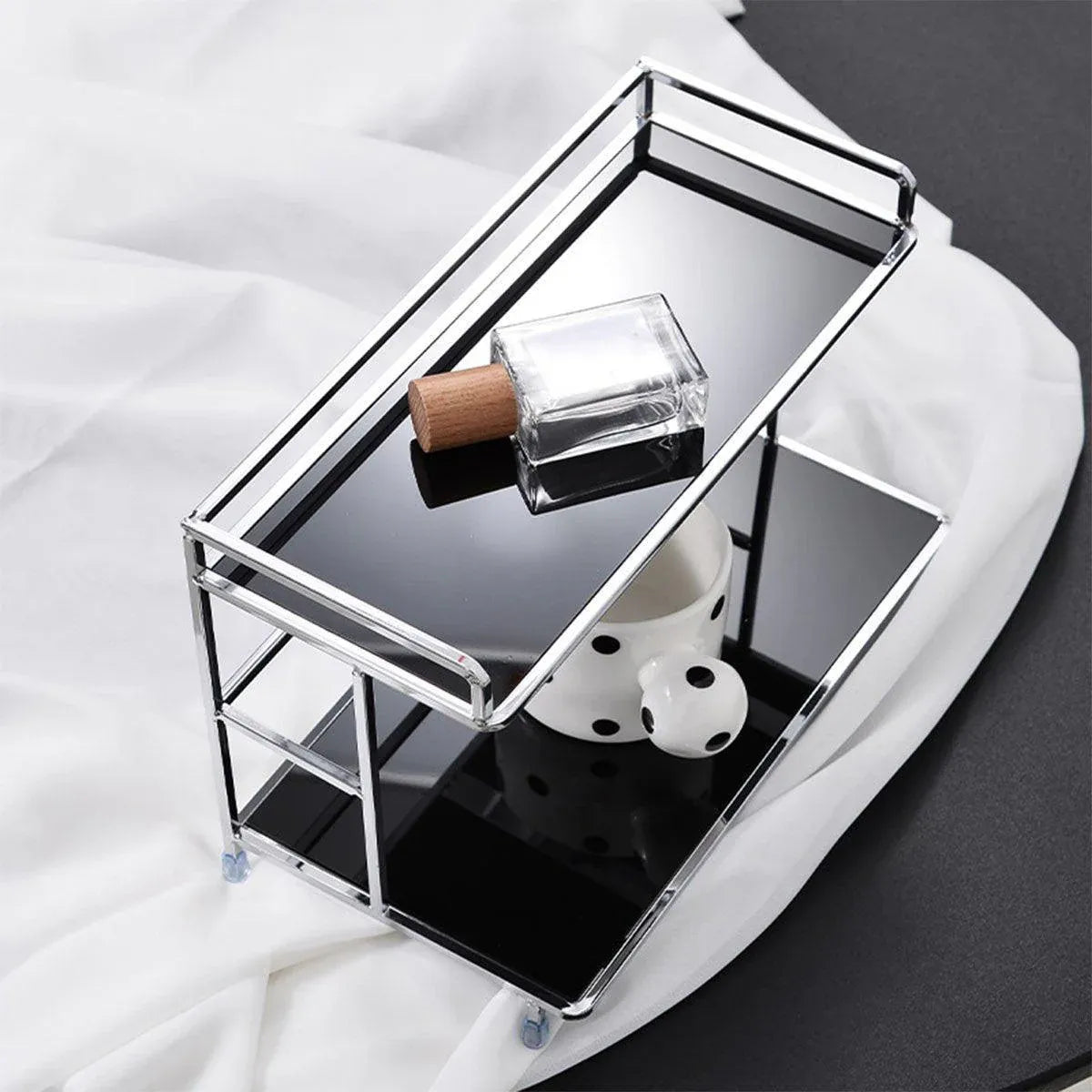 Kitchen Bathroom Desktop Storage Rack Water Cup Holder Cosmetic Iron Shelf - Black