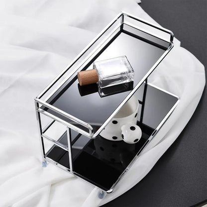 Kitchen Bathroom Desktop Storage Rack Water Cup Holder Cosmetic Iron Shelf - Black