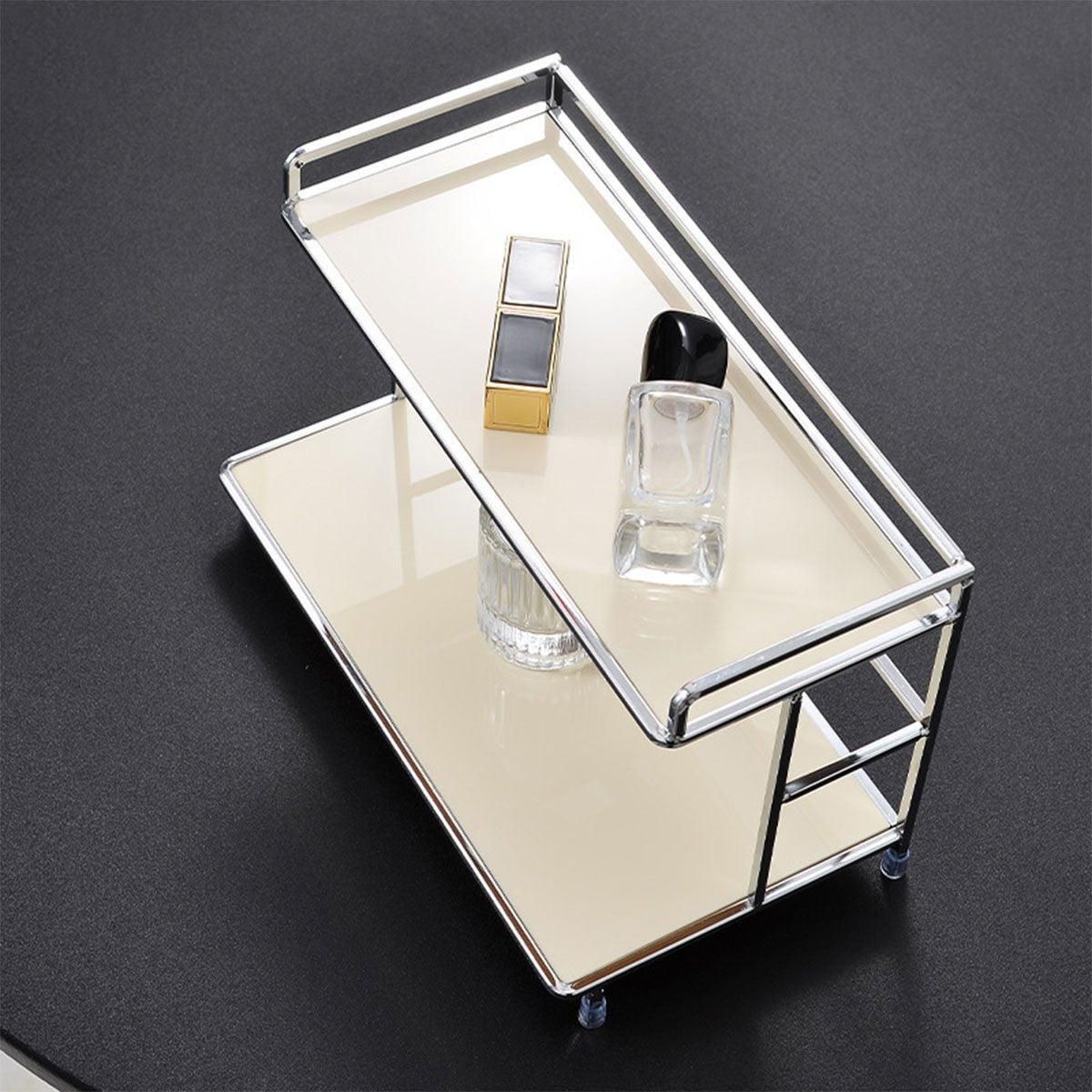Kitchen Bathroom Desktop Storage Rack Water Cup Holder Cosmetic Iron Shelf - Black