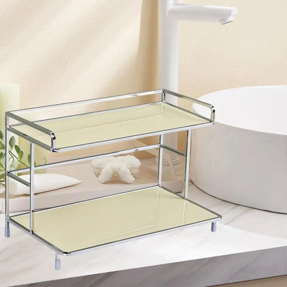 Kitchen Bathroom Desktop Storage Rack Water Cup Holder Cosmetic Iron Shelf - Black