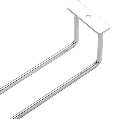 Under Cabinet Wine Glass Holder Rack 1PC Steel Hanging Cup Storage Bar Shelf