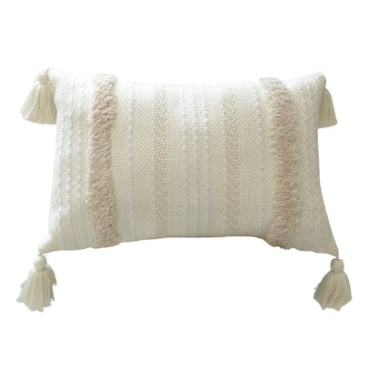 Bohemian Woven Pillow Cushion Waist Support Beige Decorative Sofa Throw Pillow