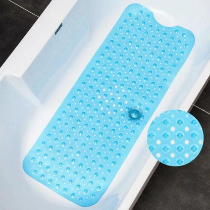 Non Slip Shower Mat for Bathtub Floor with Suction Cups 100x40cm - Blue