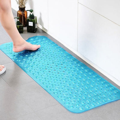 Non Slip Shower Mat for Bathtub Floor with Suction Cups 100x40cm - Blue
