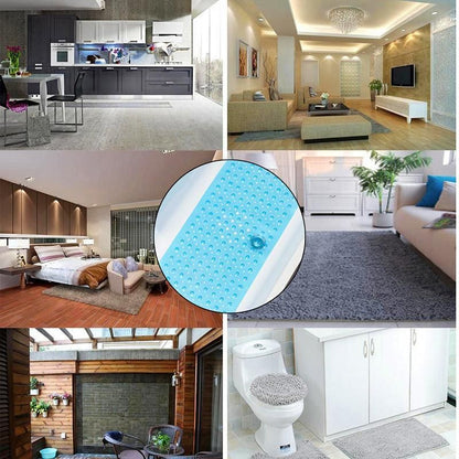Non Slip Shower Mat for Bathtub Floor with Suction Cups 100x40cm - Blue
