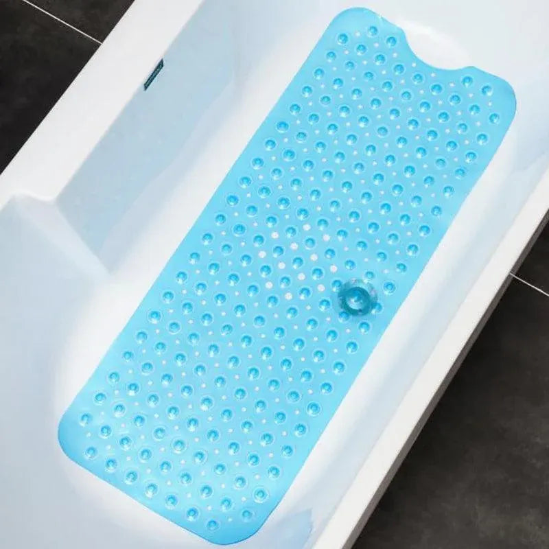 Non Slip Shower Mat for Bathtub Floor with Suction Cups 100x40cm - Blue