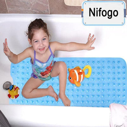 Non Slip Shower Mat for Bathtub Floor with Suction Cups 100x40cm - Blue