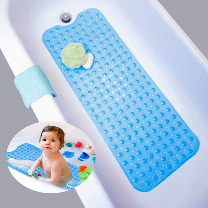 Non Slip Shower Mat for Bathtub Floor with Suction Cups 100x40cm - Blue