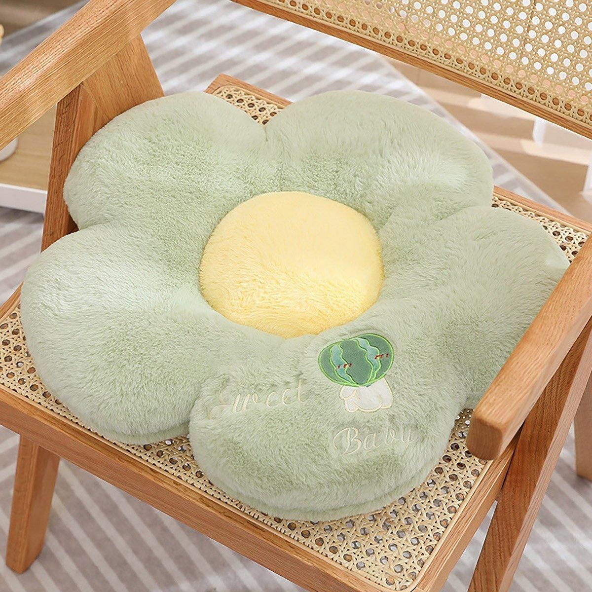 Cute Sunflower Floor Cushion Soft Chair Pad Summer Office Student Seat Pillow - Green