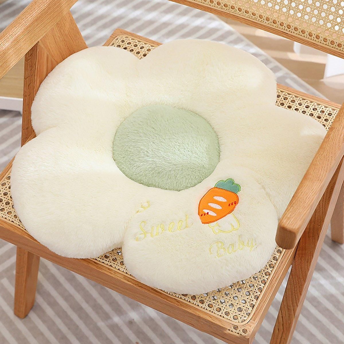 Cute Sunflower Floor Cushion Soft Chair Pad Summer Office Student Seat Pillow - Green