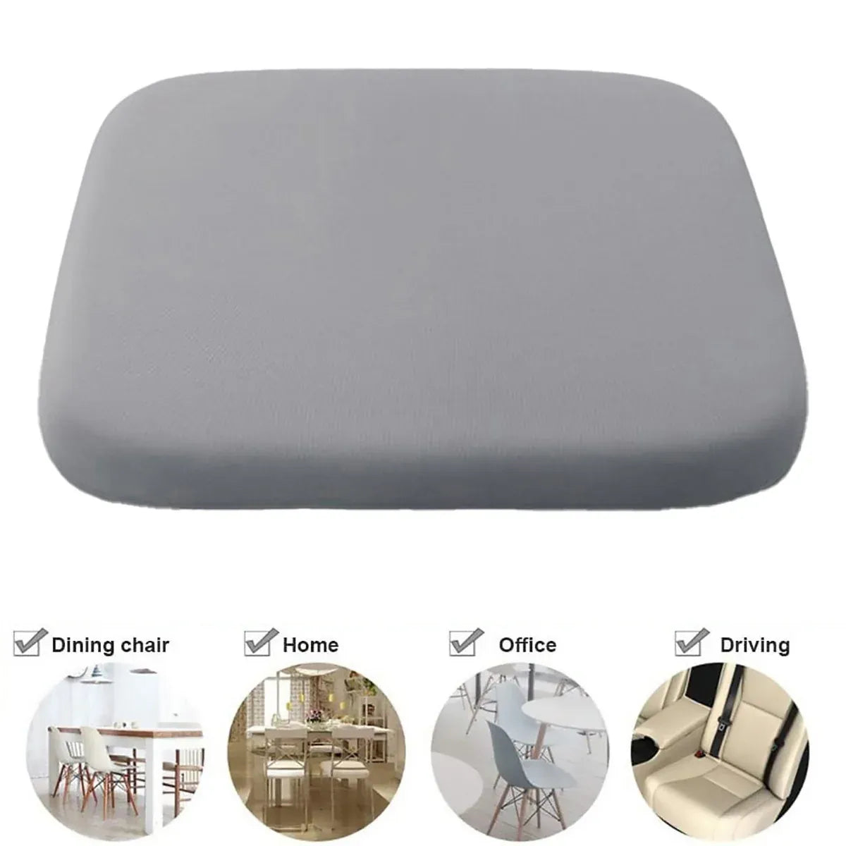 Seat Cushion Memory Foam Office Chair Pad Bottom Support for Stool Dining Chair - Grey