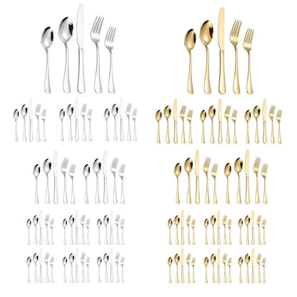 20/40pcs Stainless Steel Cutlery Set Knife Fork Spoon Western Hotel Tableware - Golden-20pcs