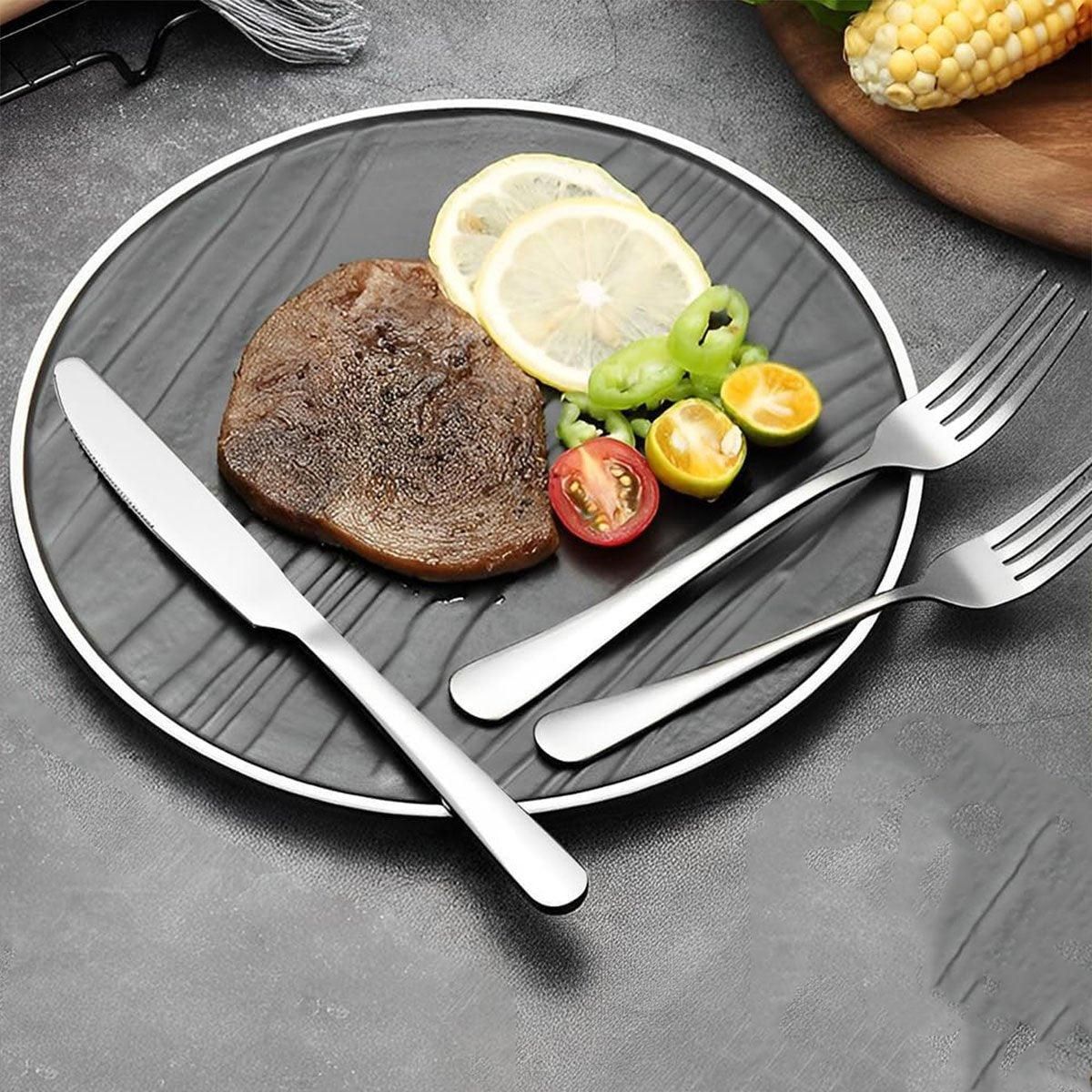 20/40pcs Stainless Steel Cutlery Set Knife Fork Spoon Western Hotel Tableware - Golden-20pcs