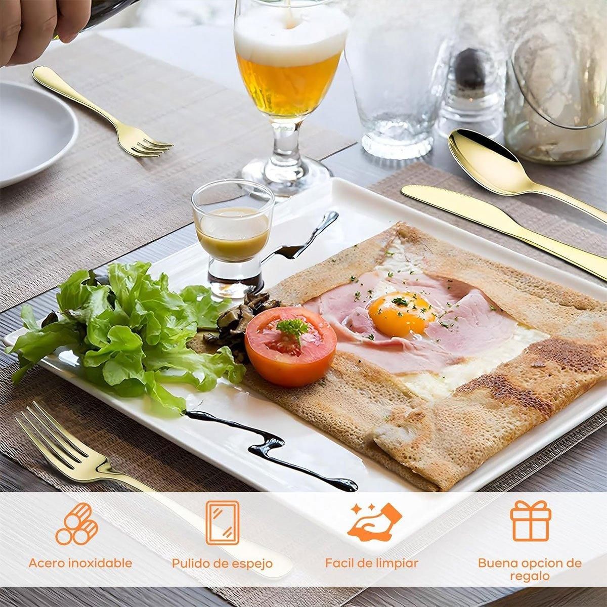 20/40pcs Stainless Steel Cutlery Set Knife Fork Spoon Western Hotel Tableware - Golden-20pcs
