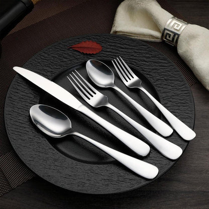 20/40pcs Stainless Steel Cutlery Set Knife Fork Spoon Western Hotel Tableware - Golden-20pcs