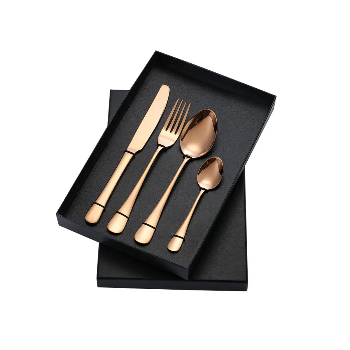 8-Piece Stainless Steel Cutlery Set - 2 Sets of Knife Fork Dinner Spoon Teaspoon - Rose Gold