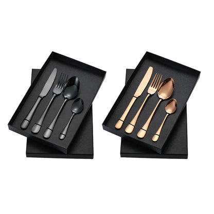 8-Piece Stainless Steel Cutlery Set - 2 Sets of Knife Fork Dinner Spoon Teaspoon - Rose Gold