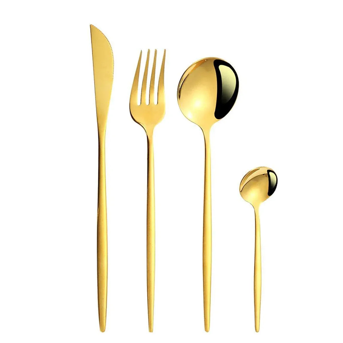 24PCS Stainless Steel Cutlery Set Knife Fork Spoon Set Durable Flatware Dining - Silver shelf set