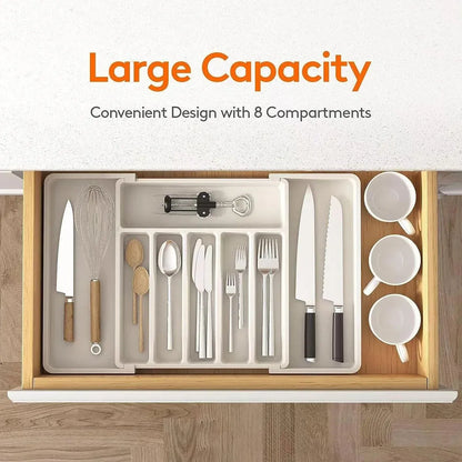 Portable Tableware Storage Box Telescopic Household Storage Tray Organizer