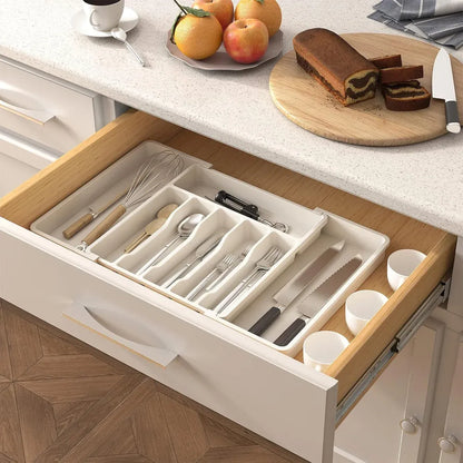 Portable Tableware Storage Box Telescopic Household Storage Tray Organizer