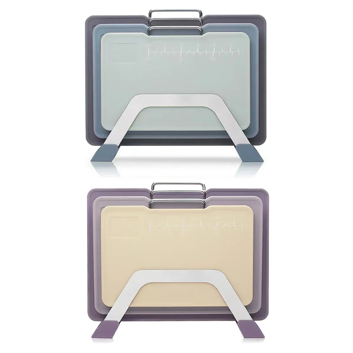 Cutting Board Set 3pcs Double Sided Chopping Boards for Kitchen Food Prep Use - Grey Blue