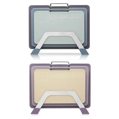 Cutting Board Set 3pcs Double Sided Chopping Boards for Kitchen Food Prep Use - Grey Blue