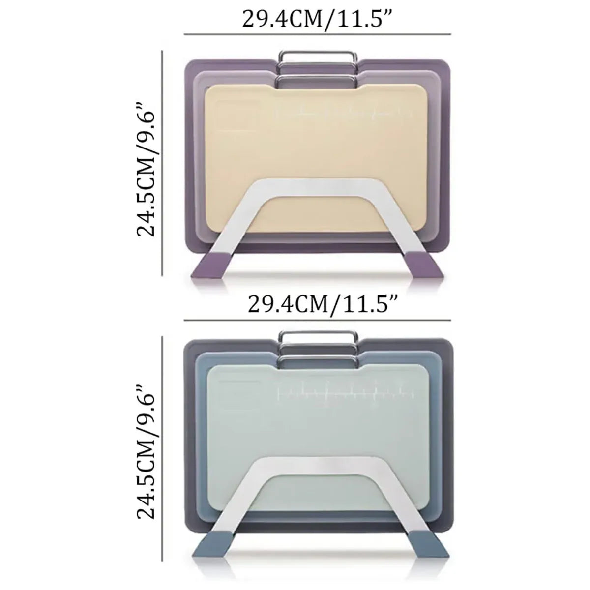 Cutting Board Set 3pcs Double Sided Chopping Boards for Kitchen Food Prep Use - Grey Blue