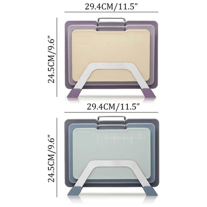 Cutting Board Set 3pcs Double Sided Chopping Boards for Kitchen Food Prep Use - Grey Blue