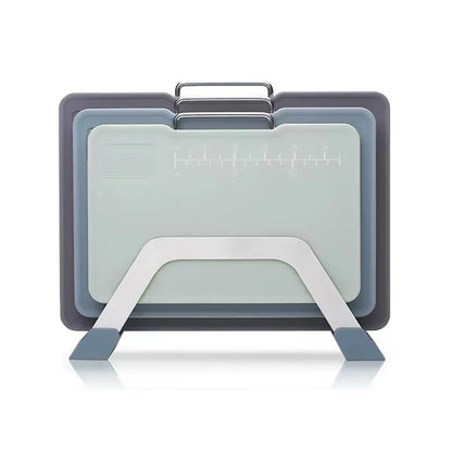 Cutting Board Set 3pcs Double Sided Chopping Boards for Kitchen Food Prep Use - Grey Blue