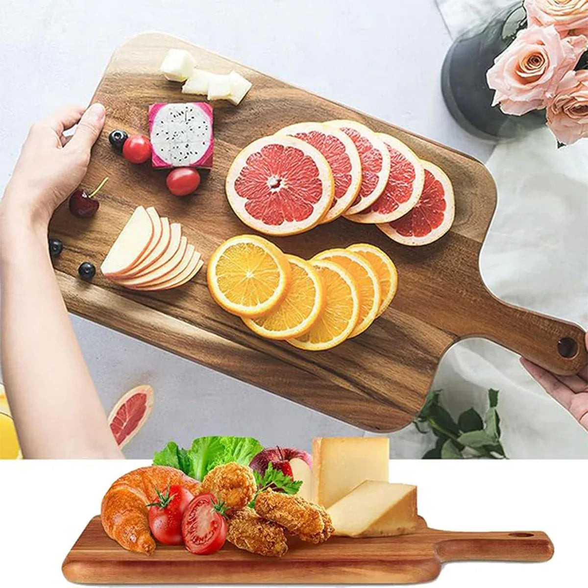 Wooden Cutting Board Solid Wood Chopping Board Pizza Steak Kitchen Serving Tray