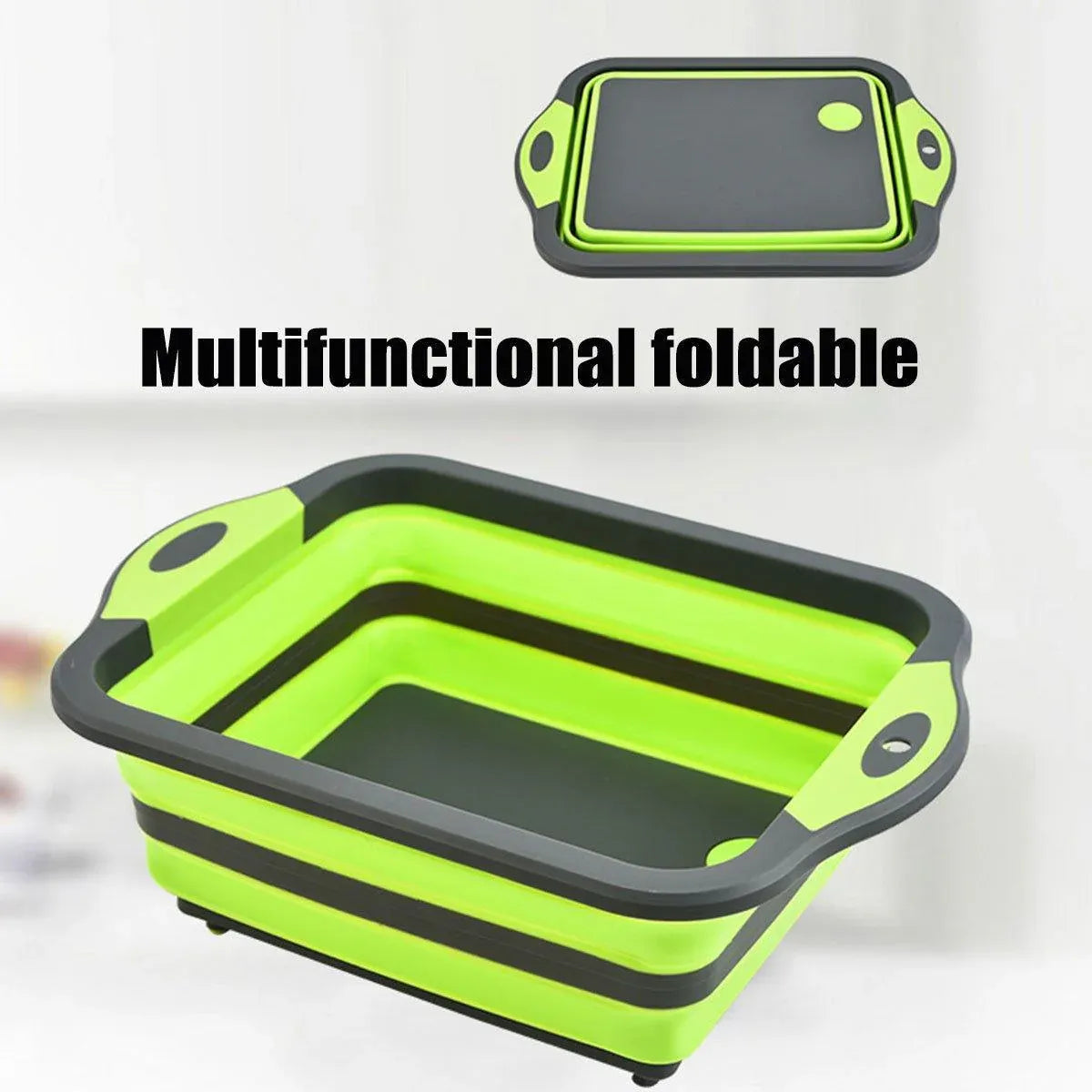 Multifunctional Plastic Sink Cutting Board Foldable Draining Basket Outdoor Dish - White