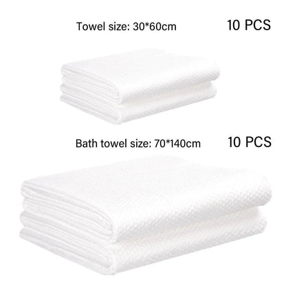 10pcs Disposable Bath Towels Travel Towels Soft Absorbent for Spa Hotel Bathroom