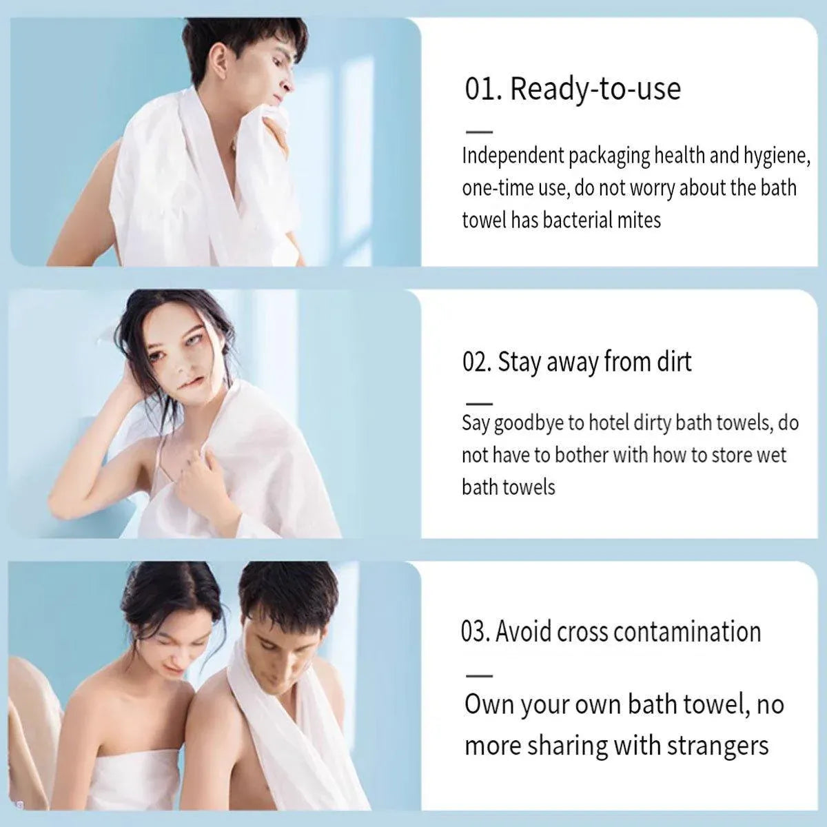 10pcs Disposable Bath Towels Travel Towels Soft Absorbent for Spa Hotel Bathroom