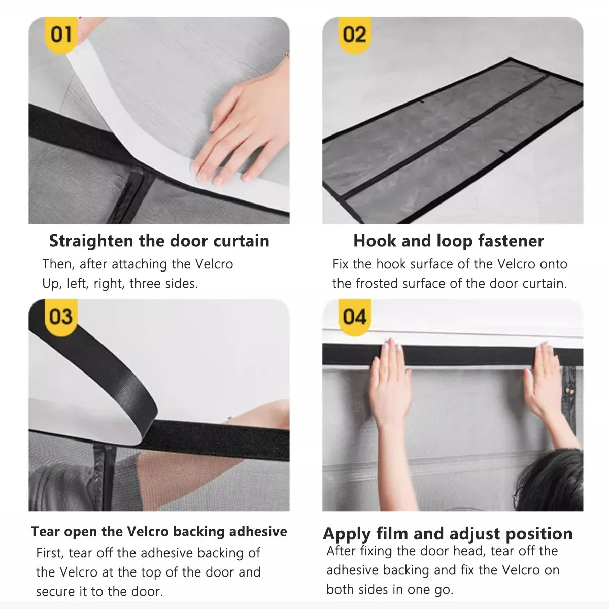 Self-Sealing Door Curtain Insect Proof Durable Mesh Screen for Home Kitchen Use - Grey