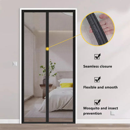 Self-Sealing Door Curtain Insect Proof Durable Mesh Screen for Home Kitchen Use - Grey