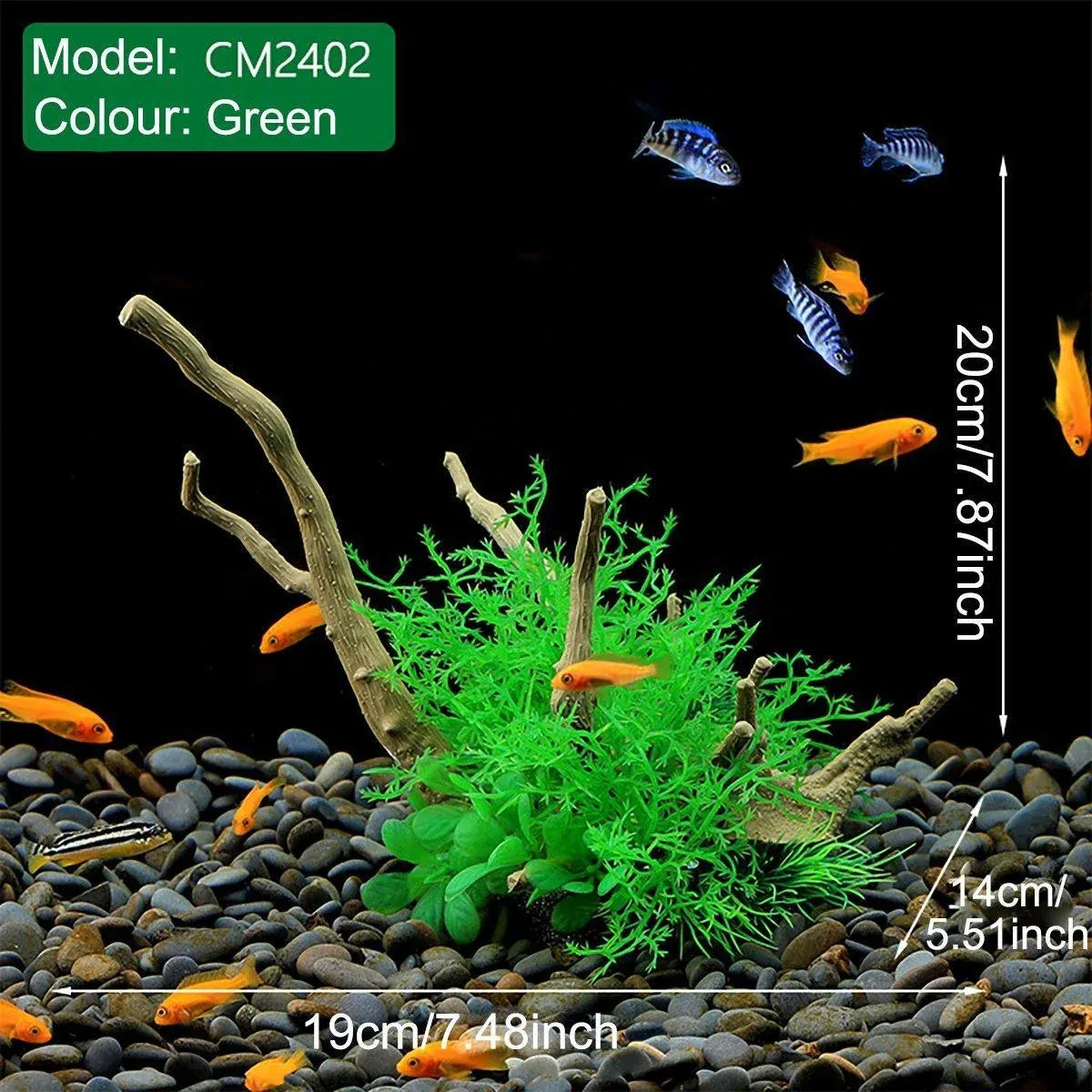 Aquarium Landscaping Decoration Artificial Wood and Plants Fish Tank Ornament - CM2201-Dark Red