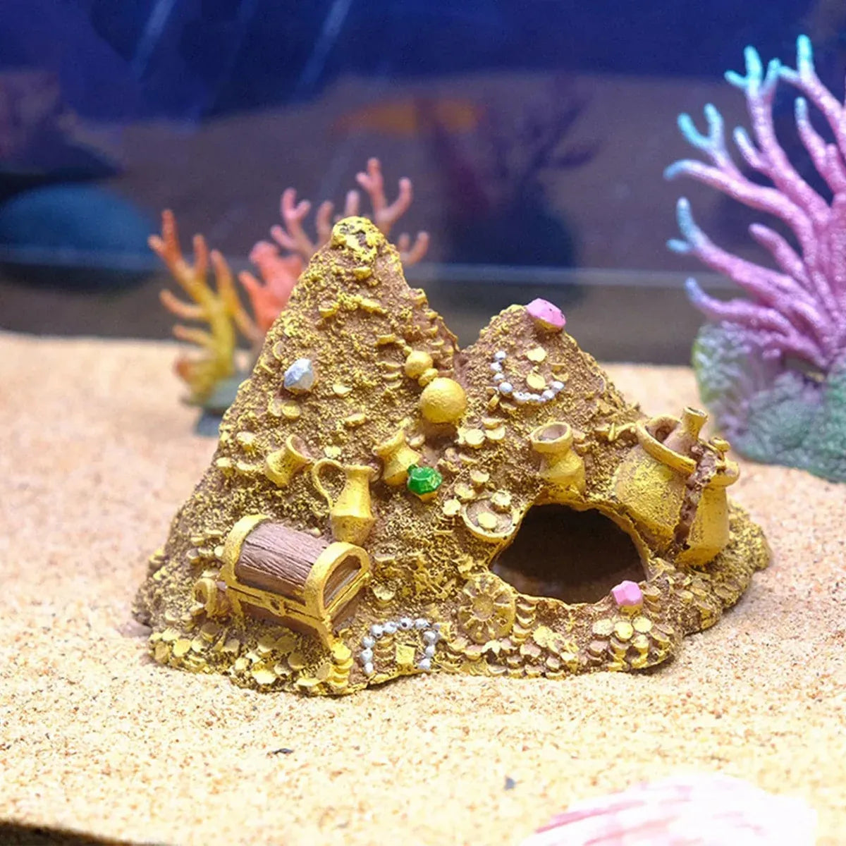 Aquarium Decoration Pineapple House Hideout Treasure Chest Fish Tank Ornament