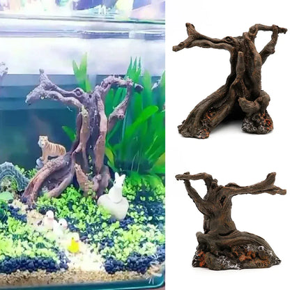 Aquarium Decor Artificial Resin Driftwood Craft Realistic Fish Tank Ornament