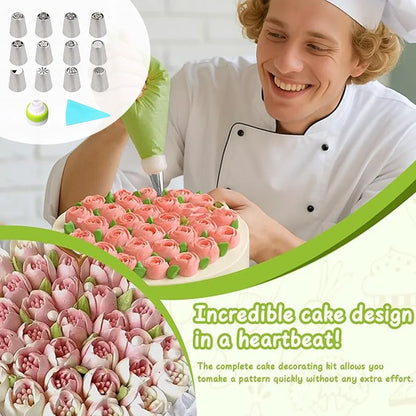 Russian Piping Tips Cake Decorating Set - 14 or 32 PCS Stainless Steel Nozzles - 14PCS