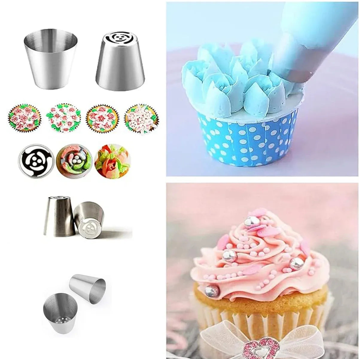 Russian Piping Tips Cake Decorating Set - 14 or 32 PCS Stainless Steel Nozzles - 32PCS