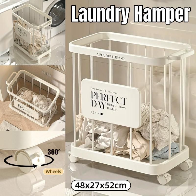 Removable Laundry Basket Clothes Organizer Household Storage Bin with Shelving